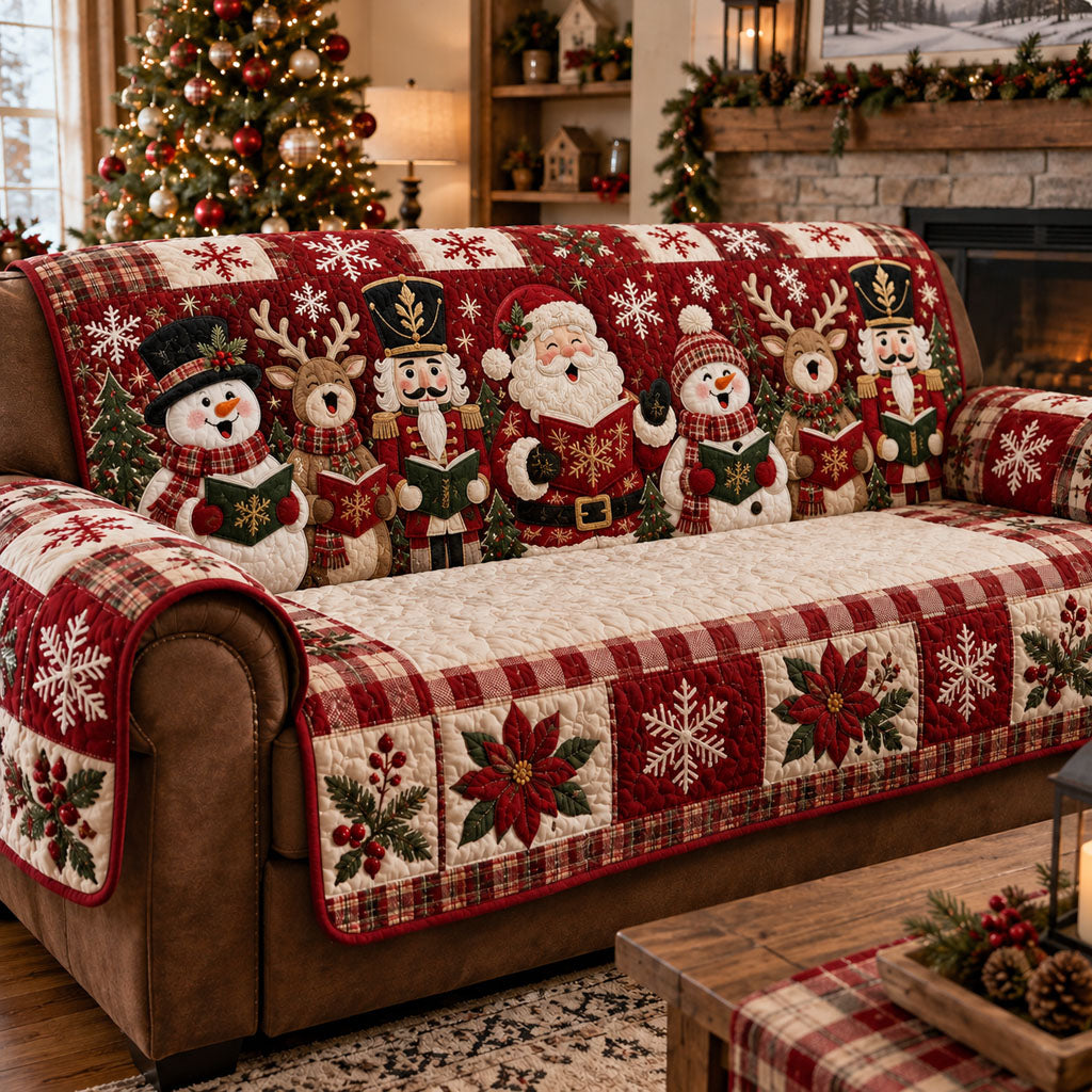 Santa's Jolly Christmas Carolers Quilted Sofa Cover NCU0PT12191