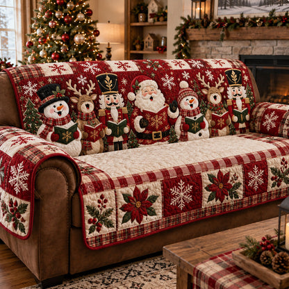 Santa's Jolly Christmas Carolers Quilted Sofa Cover NCU0PT12191