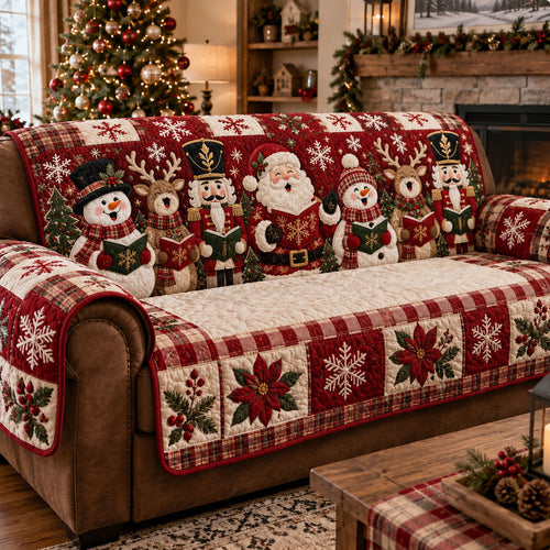 Santa's Jolly Christmas Carolers Quilted Sofa Cover NCU0PT12191