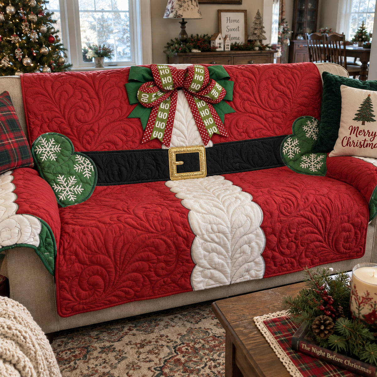 Santa's Merry Night Quilted Sofa Cover NCU0PT12142