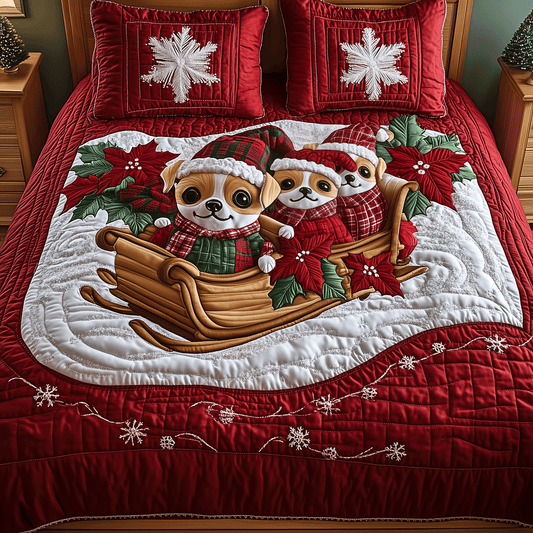 Santas Little Chis 3-Piece Quilted Bedding Set NCU0TH2321
