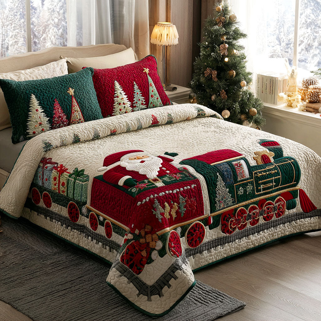 Christmas Polar Express 3-Piece Quilted Bedding Set NCU0VT269