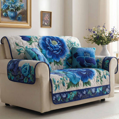 Sapphire Bloom Quilted Sofa Cover NCU0XD2433