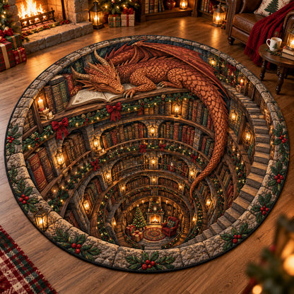 Sapphire Dragon Reading Realm Quilted Round Mat NCU0PT12176
