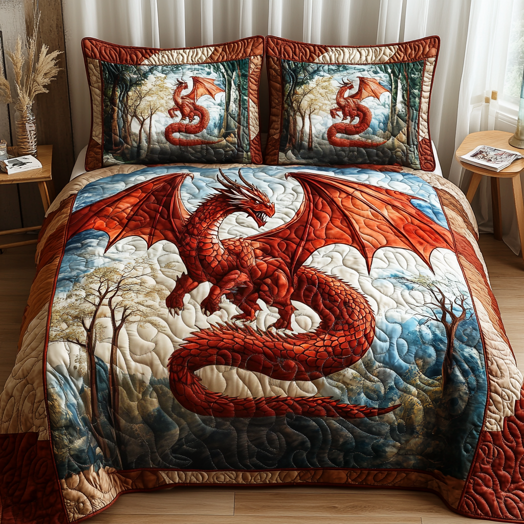 Sapphire Flame 3-Piece Quilted Bedding Set NCU0DV2408