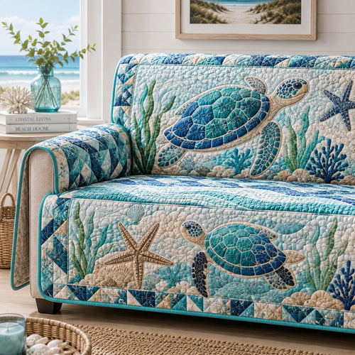 Sapphire Kelp Current Quilted Sofa Cover NCU0VL3982