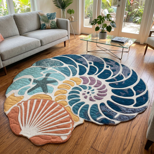Sapphire Seashell Custom Shape Area Rug NCU0PT11685
