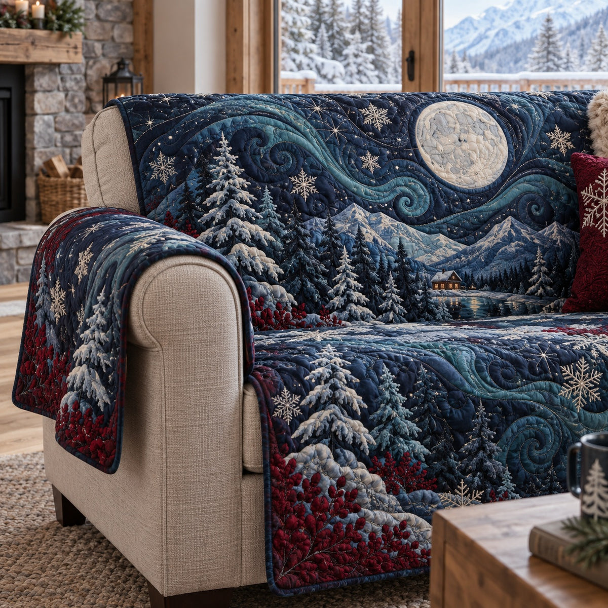 Sapphire Solstice Moon Quilted Sofa Cover NCU0VL4051