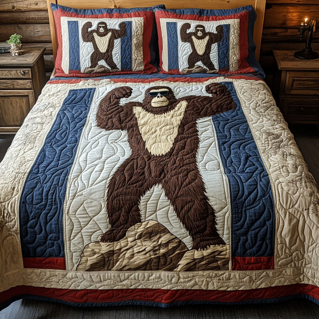 Sasquatch Nation 3-Piece Quilted Bedding Set NCU0PT7727