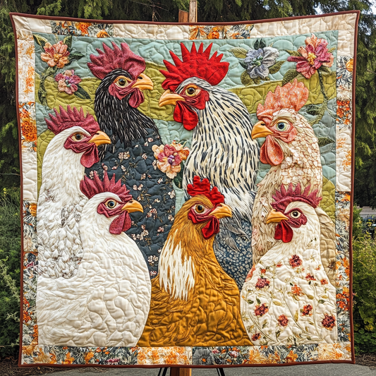 Sassy Chickens Quilted Blanket NCU0VH5550