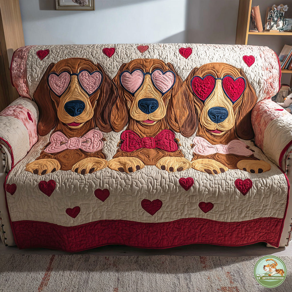Sausage Hearts Quilted Sofa Cover NCU0TD2171