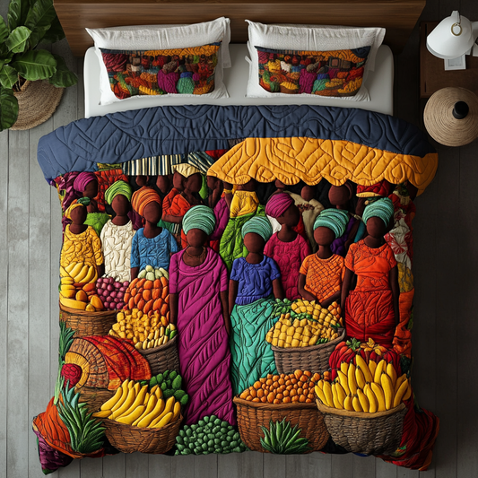 African 3-Piece Quilted Bedding Set NCU0VT171