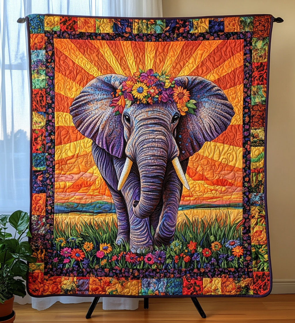 Savannah Elephant Dreams Quilted Blanket NCU0PT871