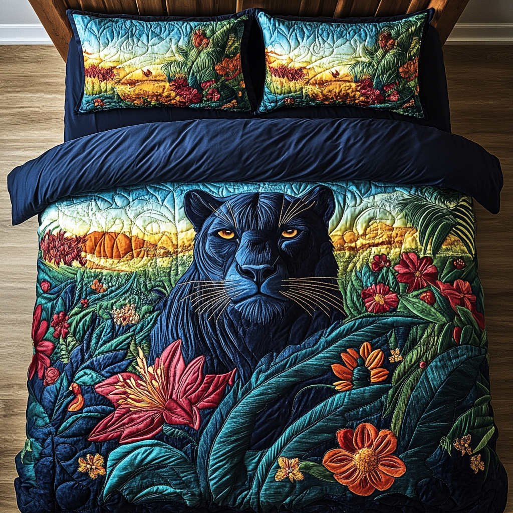 Savannah Panther Sunset 3-Piece Quilted Bedding Set NCU0VL1205