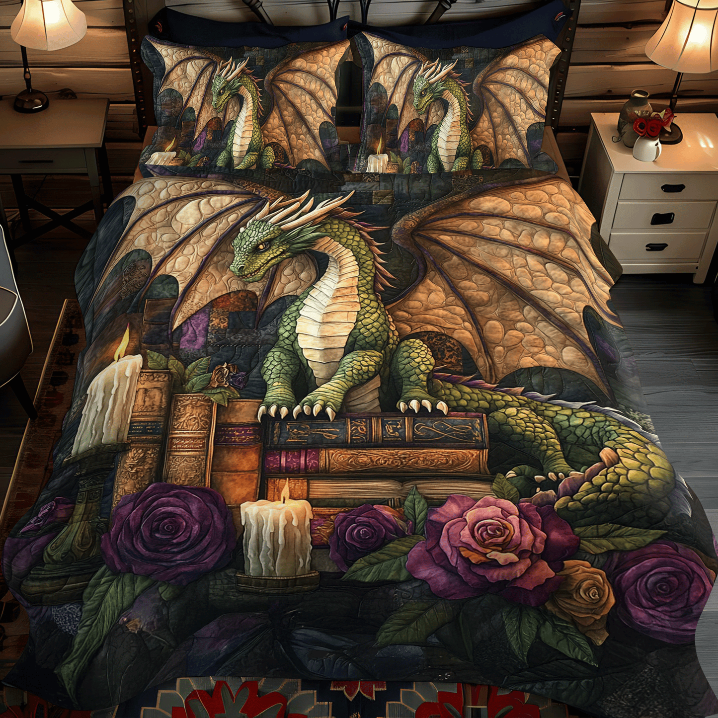 Dragon 3-Piece Quilted Bedding Set NCU0VT177