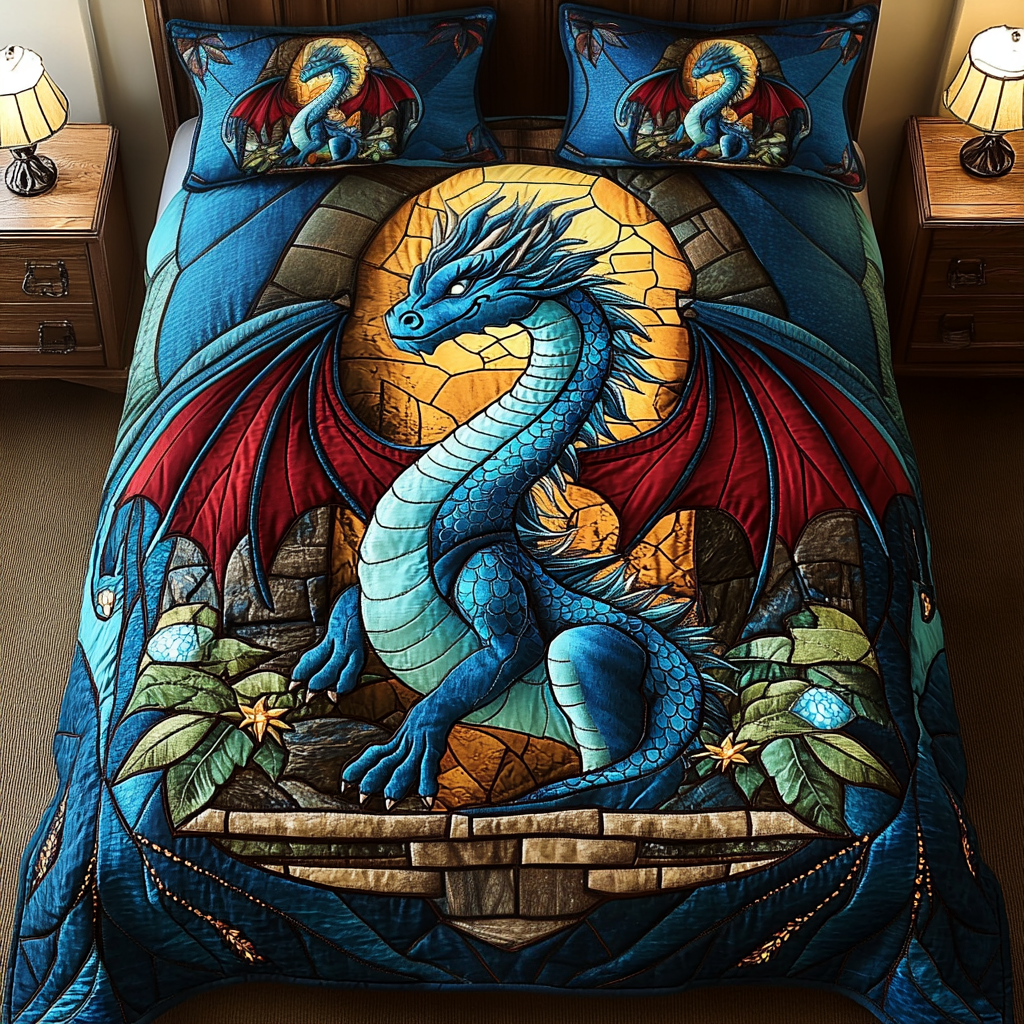 Scaled Majesty 3-Piece Quilted Bedding Set NCU0VH735