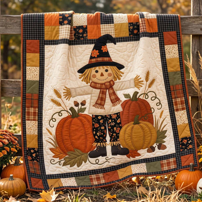 Scarecrow Pumpkin Quilted Blanket NCU0XD2904