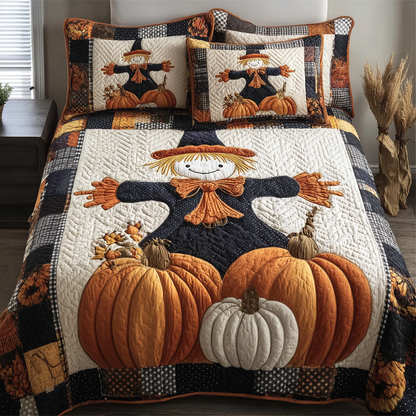 Scarecrow Smile 3-Piece Quilted Bedding Set NCU0DK9099