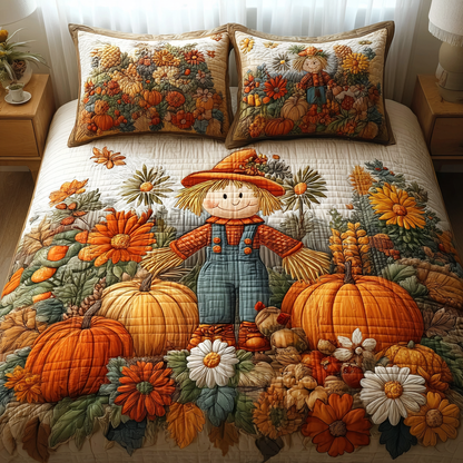 Scarecrow for Fall 3-Piece Quilted Bedding Set NCU0PT8555