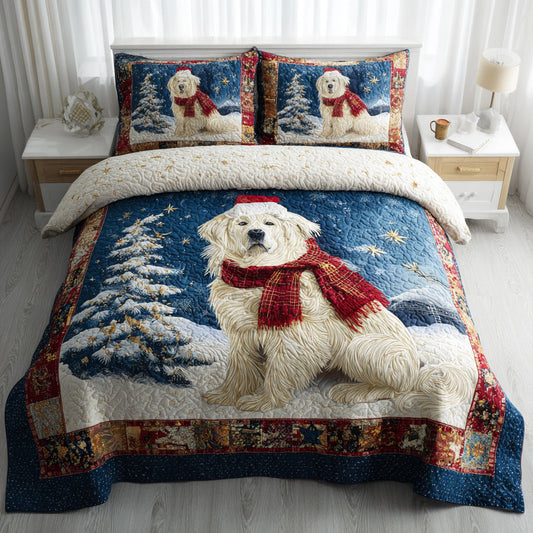 Scarf Great Pyrenees 3-Piece Quilted Bedding Set NCU0HH990