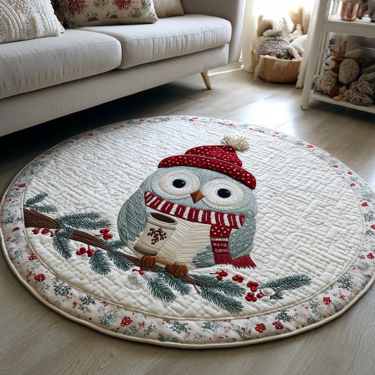 Scarf Owl Warmth Quilted Round Mat NCU0HH189