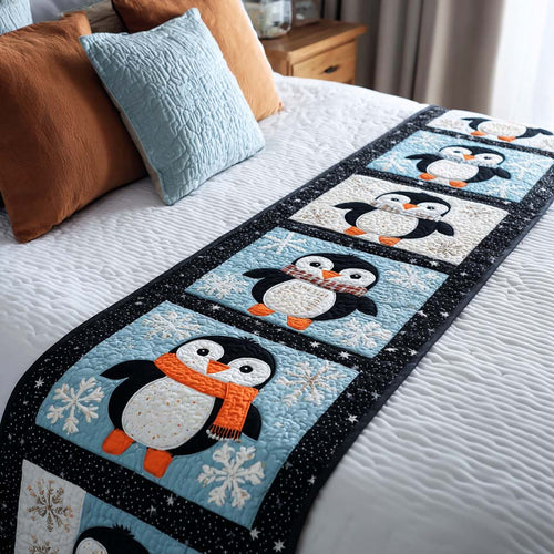 Scarfed Penguins Quilted Bed Runner NCU0NT10041