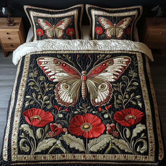 Scarlet Bloom 3-Piece Quilted Bedding Set NCU0NT2283