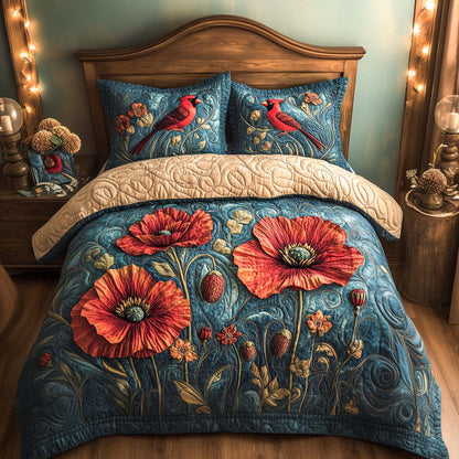 Scarlet Bloom 3-Piece Quilted Bedding Set NCU0XD569