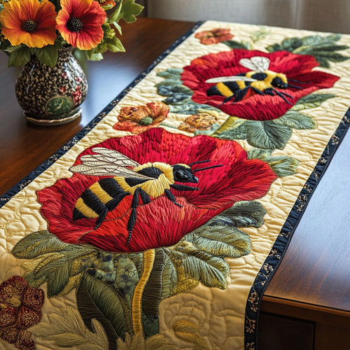 Scarlet Bloom Quilted Table Runner NCU0NT4027