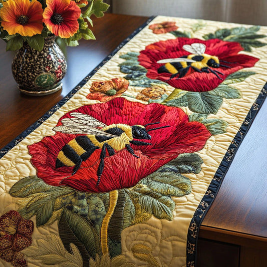 Scarlet Bloom Quilted Table Runner NCU0NT4027
