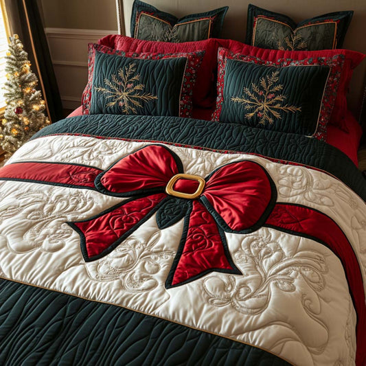 Scarlet Bow 3-Piece Quilted Bedding Set NCU0XD432
