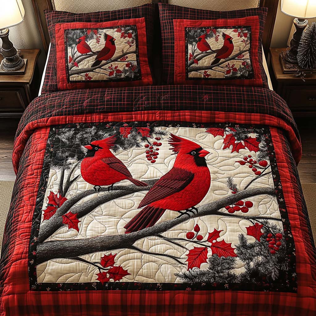 Scarlet Branches 3-Piece Quilted Bedding Set NCU0NT2329