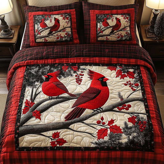 Scarlet Branches 3-Piece Quilted Bedding Set NCU0NT2329