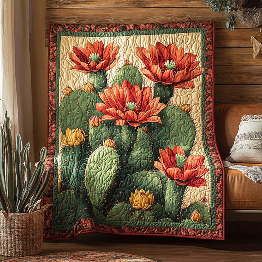 Scarlet Cactus Quilted Blanket NCU0XD264
