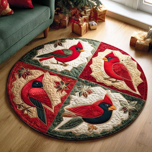 Scarlet Cardinal Quilted Round Mat NCU0TD607