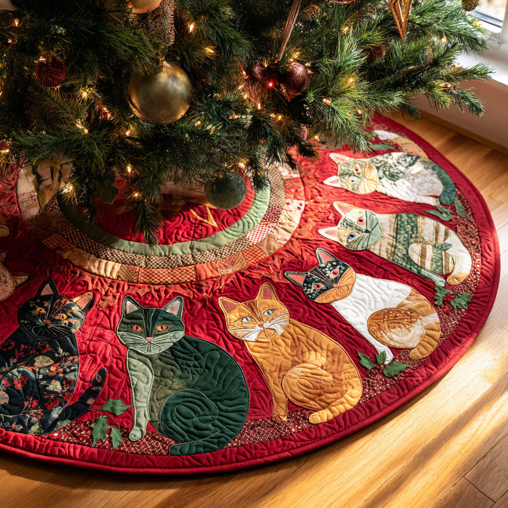 Scarlet Cat Quilted Christmas Tree Skirt NCU0HH1160