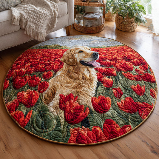 Scarlet Fields Quilted Round Mat NCU0TV472