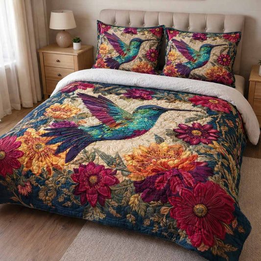 Scarlet Garden 3-Piece Quilted Bedding Set NCU0XD2566