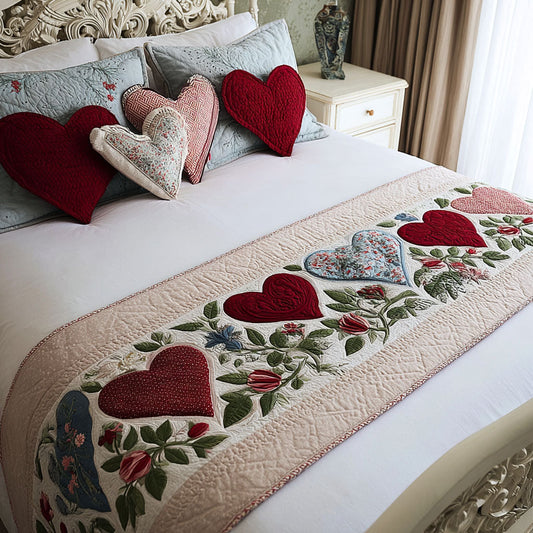Scarlet Hearts Quilted Bed Runner NCU0PT10819