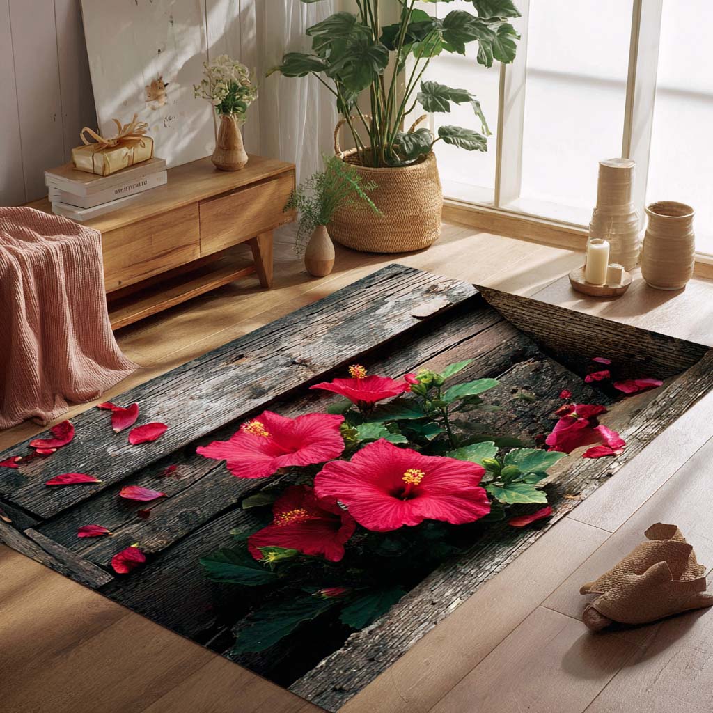 Scarlet Hibiscus Area Rug NCU0XD995