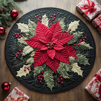 Scarlet Holiday Bloom Quilted Round Mat NCU0XD223