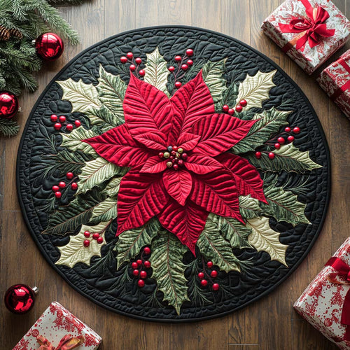 Scarlet Holiday Bloom Quilted Round Mat NCU0XD223