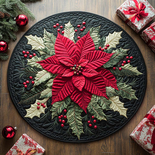 Scarlet Holiday Bloom Quilted Round Mat NCU0XD223