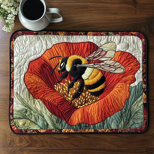 Scarlet Petal Bee Quilted Placemat NCU0NT4375