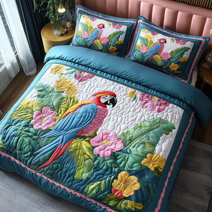 Scarlet Plumes 3-Piece Quilted Bedding Set NCU0DV3019