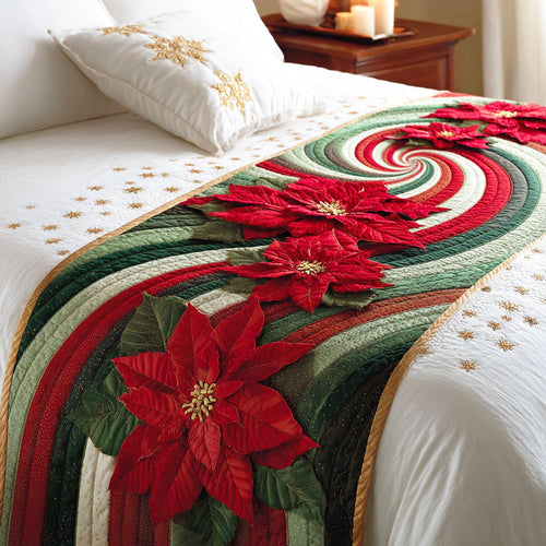Scarlet Poinsettia Quilted Bed Runner NCU0TD556