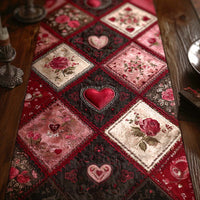 Scarlet Romance Heart Quilted Table Runner NCU0XD2217