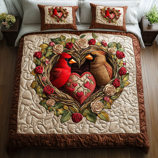 Scarlet Serenade 3-Piece Quilted Bedding Set NCU0NT2736