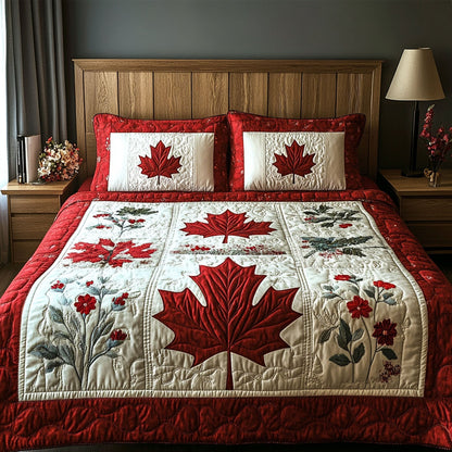 Scarlet Serenity 3-Piece Quilted Bedding Set NCU0PT5029