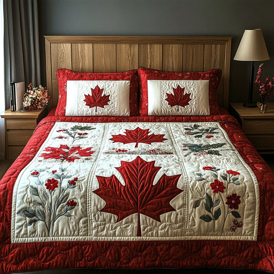 Scarlet Serenity 3-Piece Quilted Bedding Set NCU0PT5029